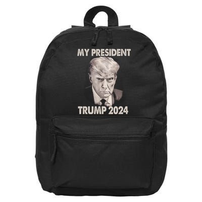 My President Trump 2024 Mug Shot Trump Funny President 2024 16 in Basic Backpack