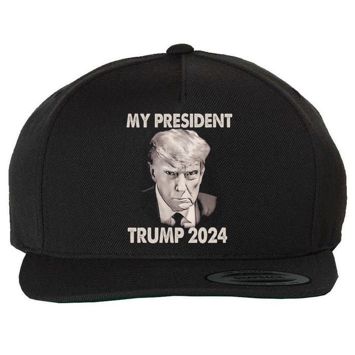 My President Trump 2024 Mug Shot Trump Funny President 2024 Wool Snapback Cap