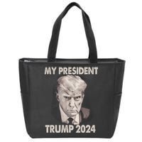 My President Trump 2024 Mug Shot Trump Funny President 2024 Zip Tote Bag