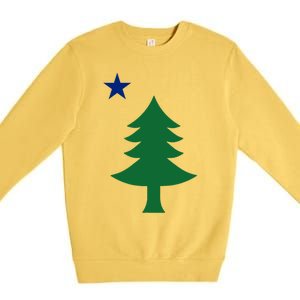 Maine Pine Tree State Flag Pride Patriotic Cool Gift Premium Crewneck Sweatshirt