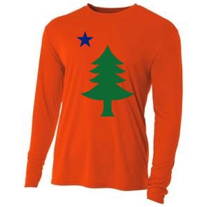 Maine Pine Tree State Flag Pride Patriotic Cool Gift Cooling Performance Long Sleeve Crew