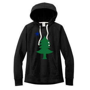 Maine Pine Tree State Flag Pride Patriotic Cool Gift Women's Fleece Hoodie