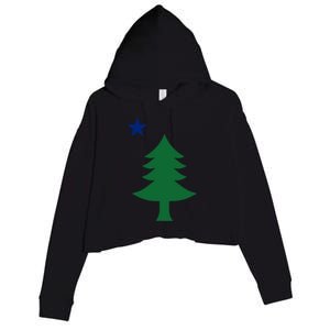 Maine Pine Tree State Flag Pride Patriotic Cool Gift Crop Fleece Hoodie