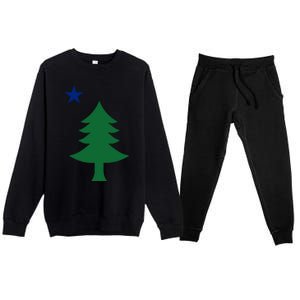 Maine Pine Tree State Flag Pride Patriotic Cool Gift Premium Crewneck Sweatsuit Set