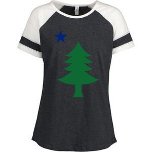 Maine Pine Tree State Flag Pride Patriotic Cool Gift Enza Ladies Jersey Colorblock Tee