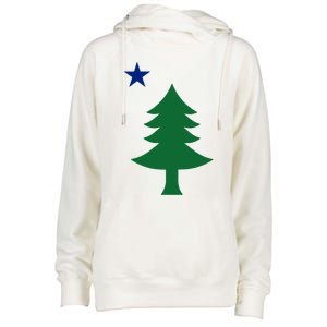 Maine Pine Tree State Flag Pride Patriotic Cool Gift Womens Funnel Neck Pullover Hood