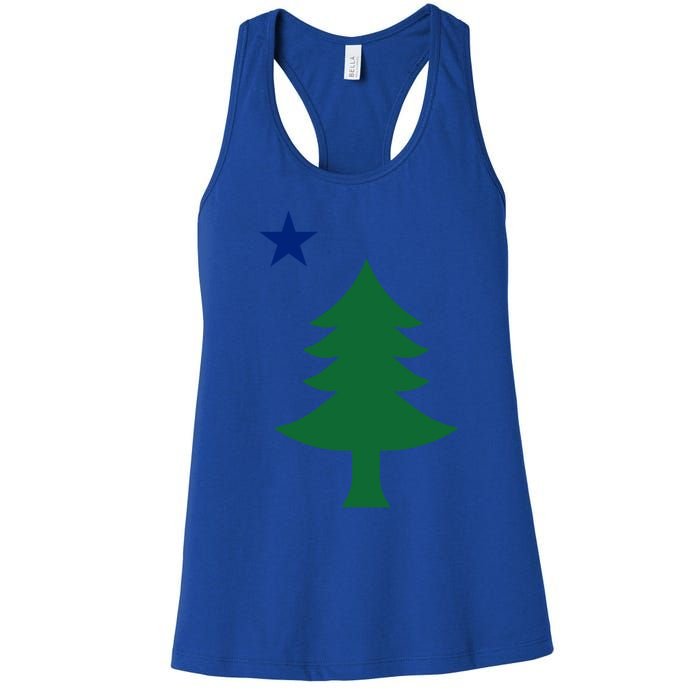 Maine Pine Tree State Flag Pride Patriotic Cool Gift Women's Racerback Tank