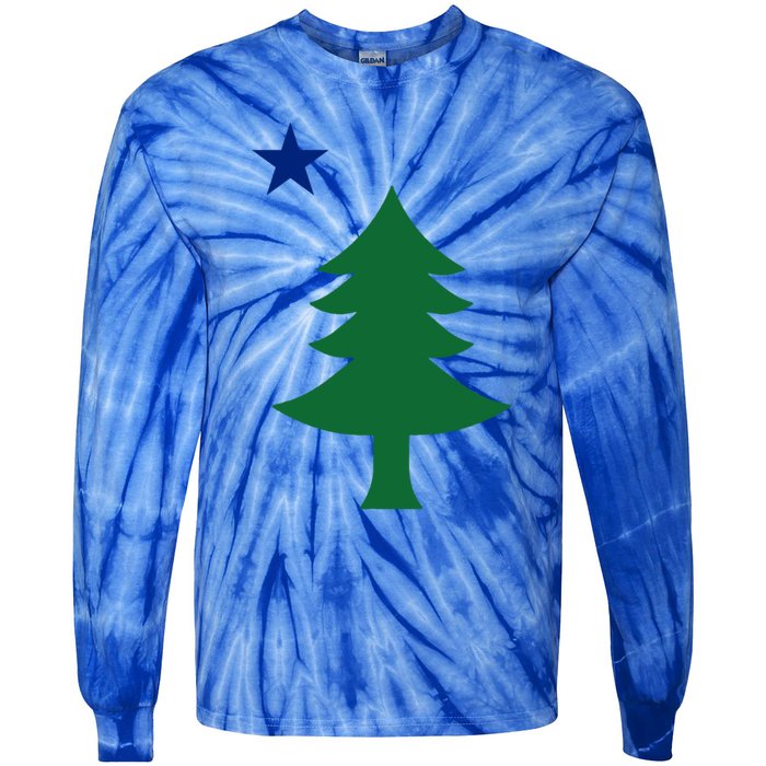 Maine Pine Tree State Flag Pride Patriotic Cool Gift Tie-Dye Long Sleeve Shirt