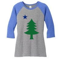 Maine Pine Tree State Flag Pride Patriotic Cool Gift Women's Tri-Blend 3/4-Sleeve Raglan Shirt