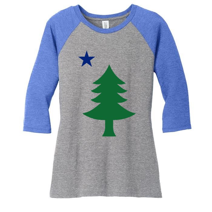 Maine Pine Tree State Flag Pride Patriotic Cool Gift Women's Tri-Blend 3/4-Sleeve Raglan Shirt