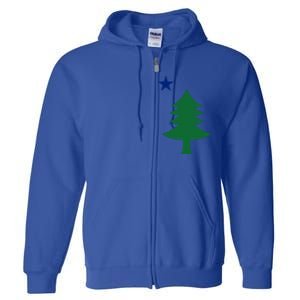 Maine Pine Tree State Flag Pride Patriotic Cool Gift Full Zip Hoodie