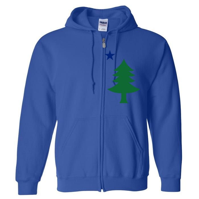 Maine Pine Tree State Flag Pride Patriotic Cool Gift Full Zip Hoodie