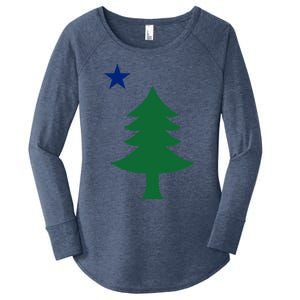 Maine Pine Tree State Flag Pride Patriotic Cool Gift Women's Perfect Tri Tunic Long Sleeve Shirt