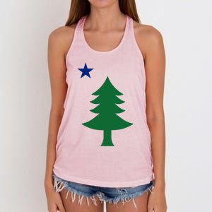 Maine Pine Tree State Flag Pride Patriotic Cool Gift Women's Knotted Racerback Tank