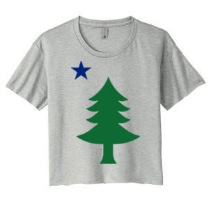 Maine Pine Tree State Flag Pride Patriotic Cool Gift Women's Crop Top Tee