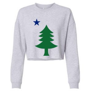 Maine Pine Tree State Flag Pride Patriotic Cool Gift Cropped Pullover Crew