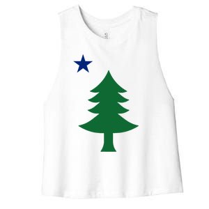 Maine Pine Tree State Flag Pride Patriotic Cool Gift Women's Racerback Cropped Tank