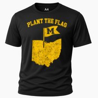 Michigan Plant The Flag Yellow Michigan Map Cooling Performance Crew T-Shirt