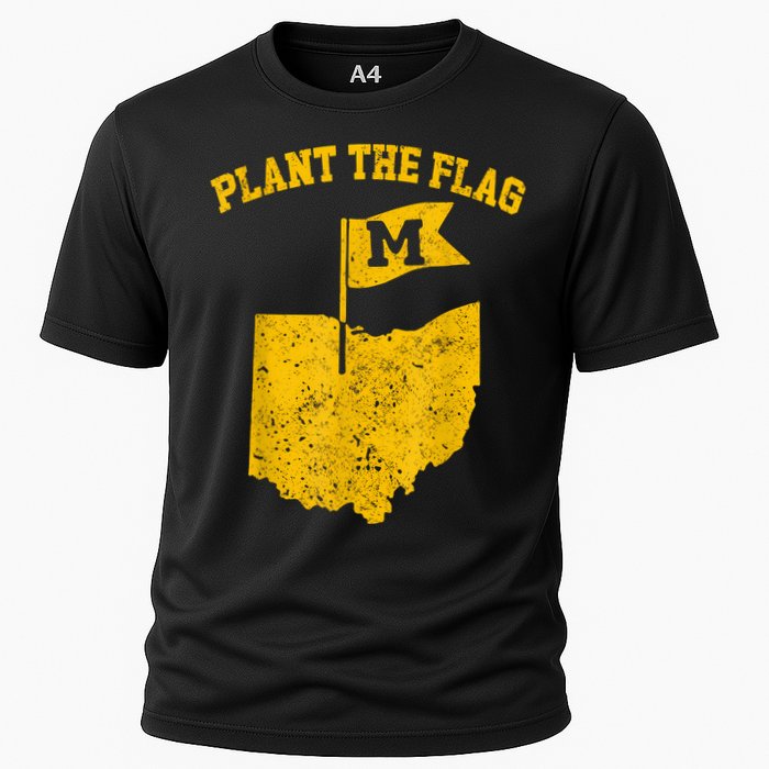 Michigan Plant The Flag Yellow Michigan Map Cooling Performance Crew T-Shirt