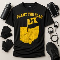 Michigan Plant The Flag Yellow Michigan Map Cooling Performance Crew T-Shirt