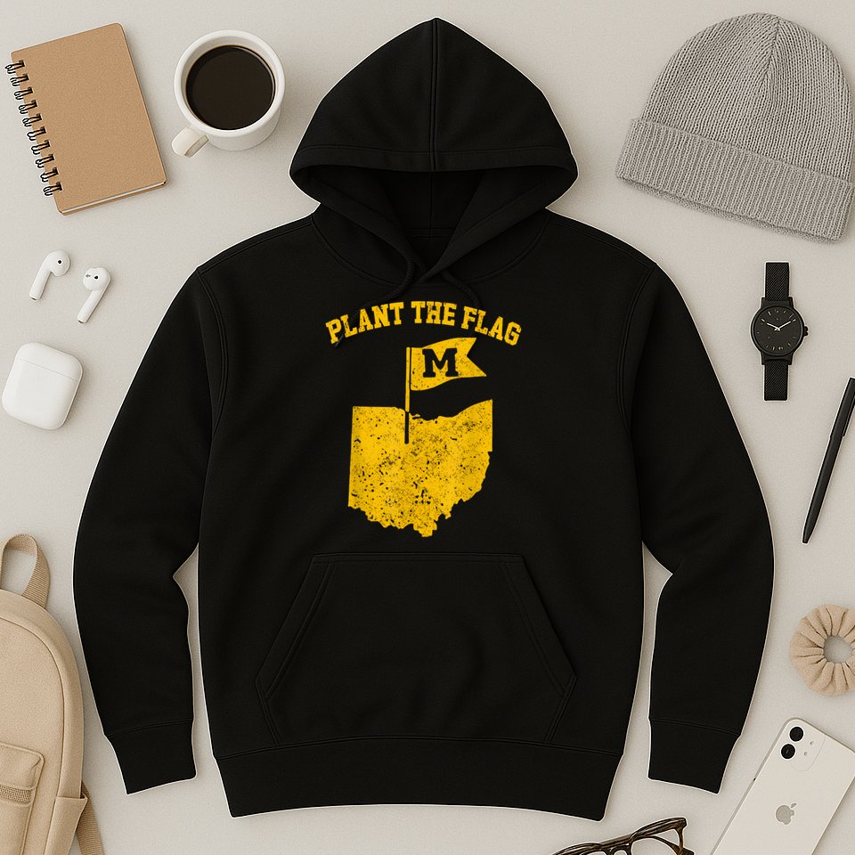 Michigan Plant The Flag Yellow Michigan Map Hoodie