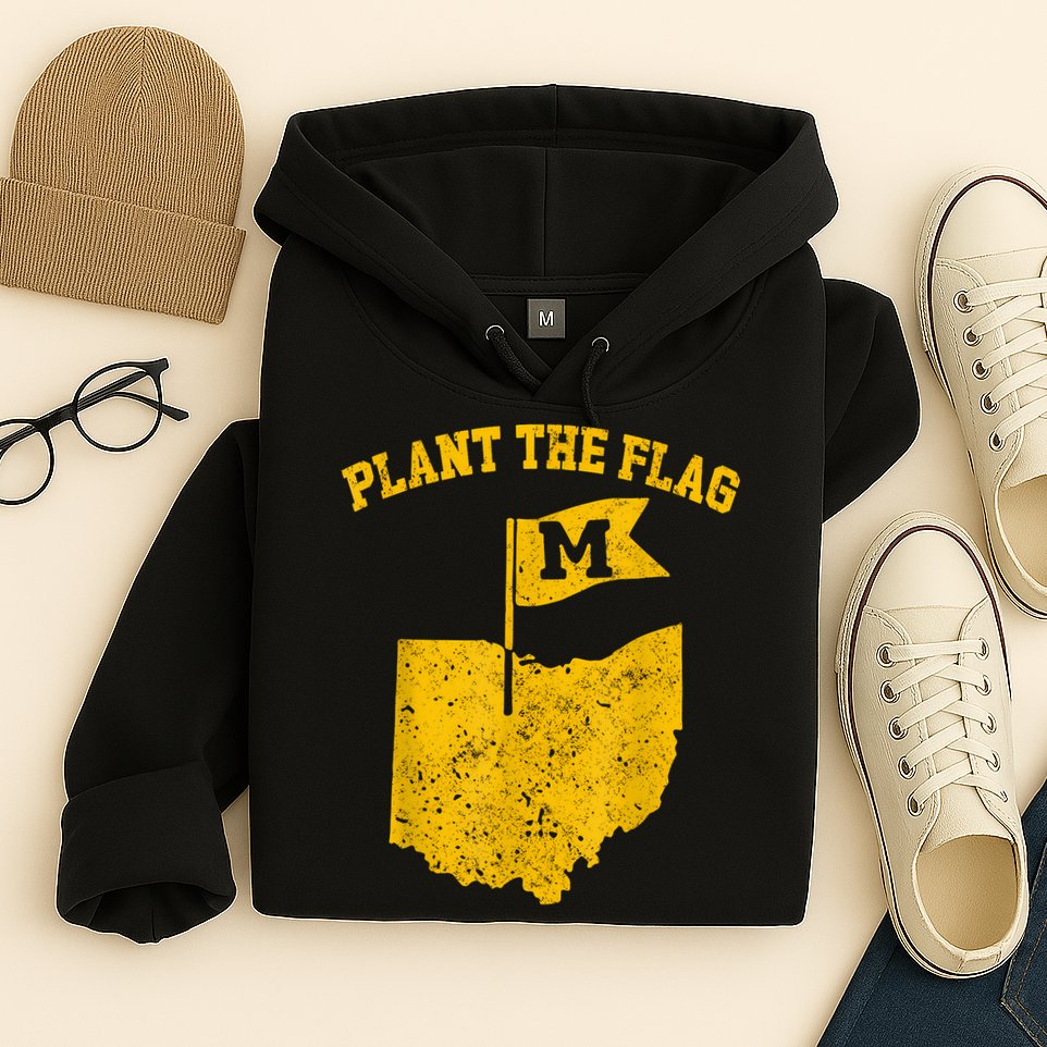 Michigan Plant The Flag Yellow Michigan Map Hoodie