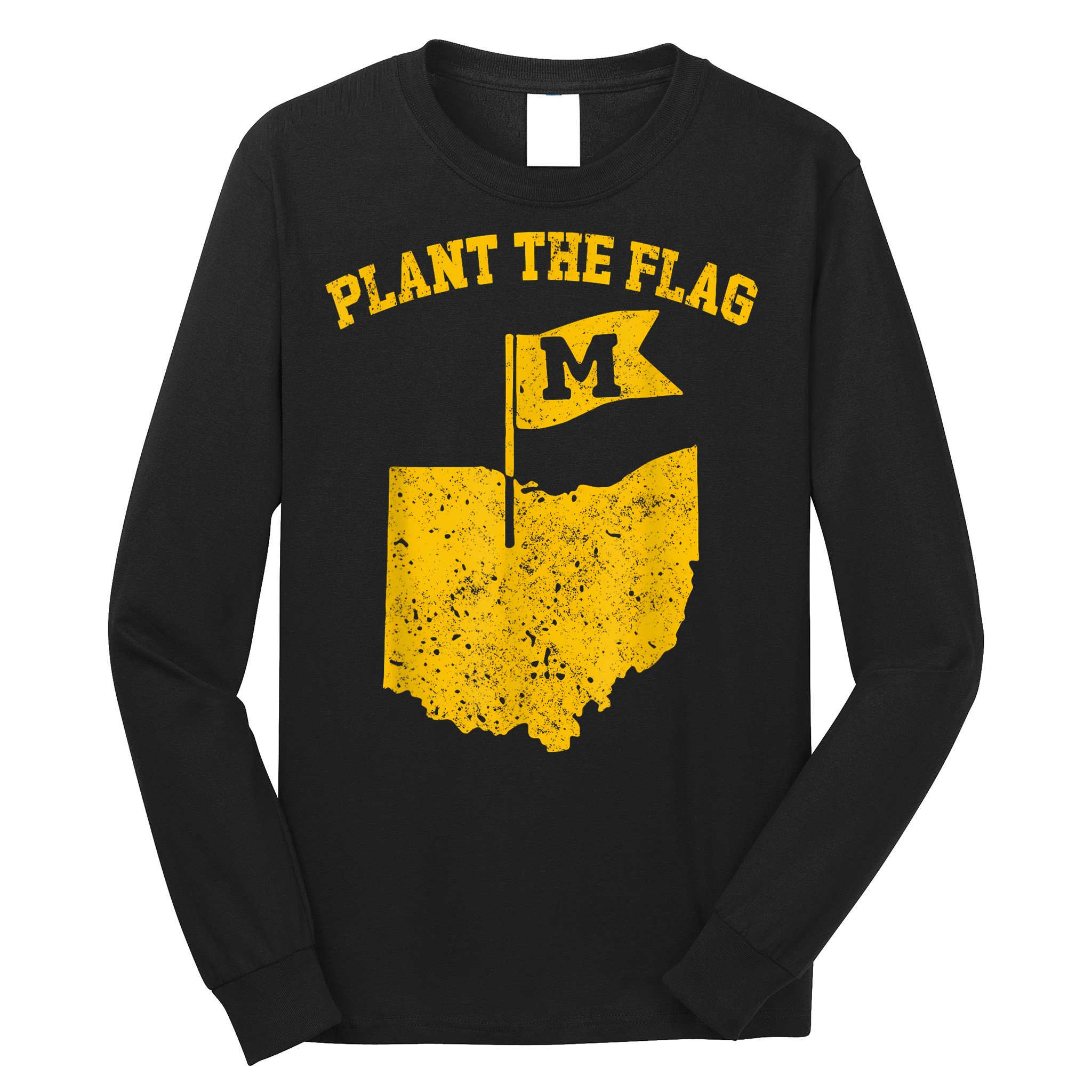 Michigan Plant The Flag Yellow Michigan Map Long Sleeve Shirt