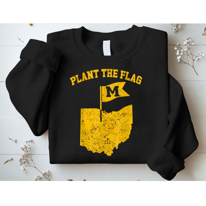Michigan Plant The Flag Yellow Michigan Map Sweatshirt