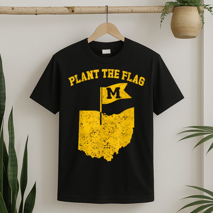 Michigan Plant The Flag Yellow Michigan Map T-Shirt