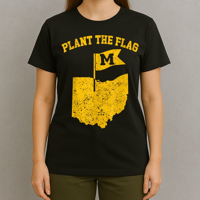Michigan Plant The Flag Yellow Michigan Map T-Shirt