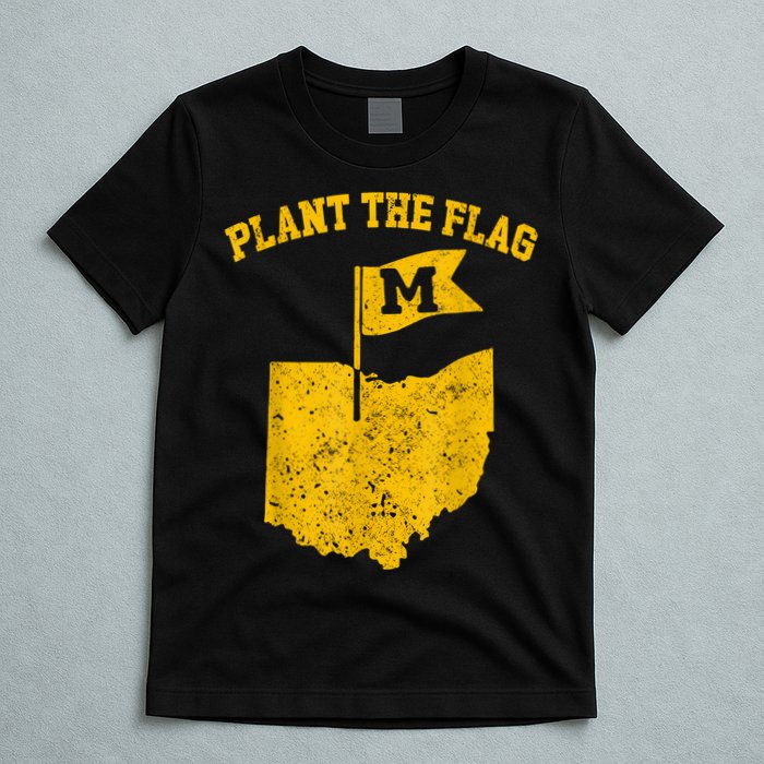 Michigan Plant The Flag Yellow Michigan Map T-Shirt