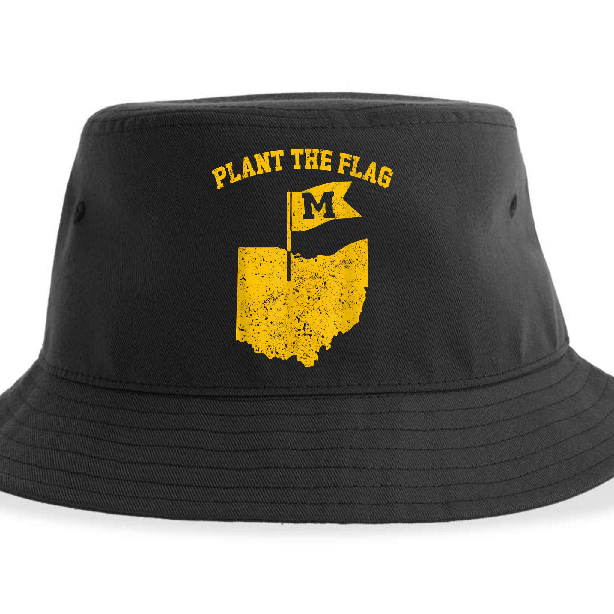 Michigan Plant The Flag Yellow Michigan Map Sustainable Bucket Hat
