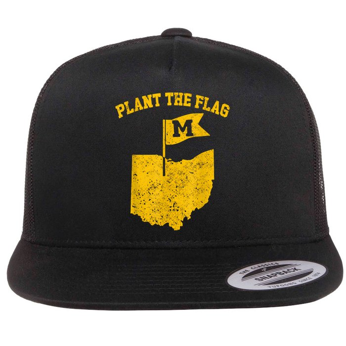 Michigan Plant The Flag Yellow Michigan Map Flat Bill Trucker Hat
