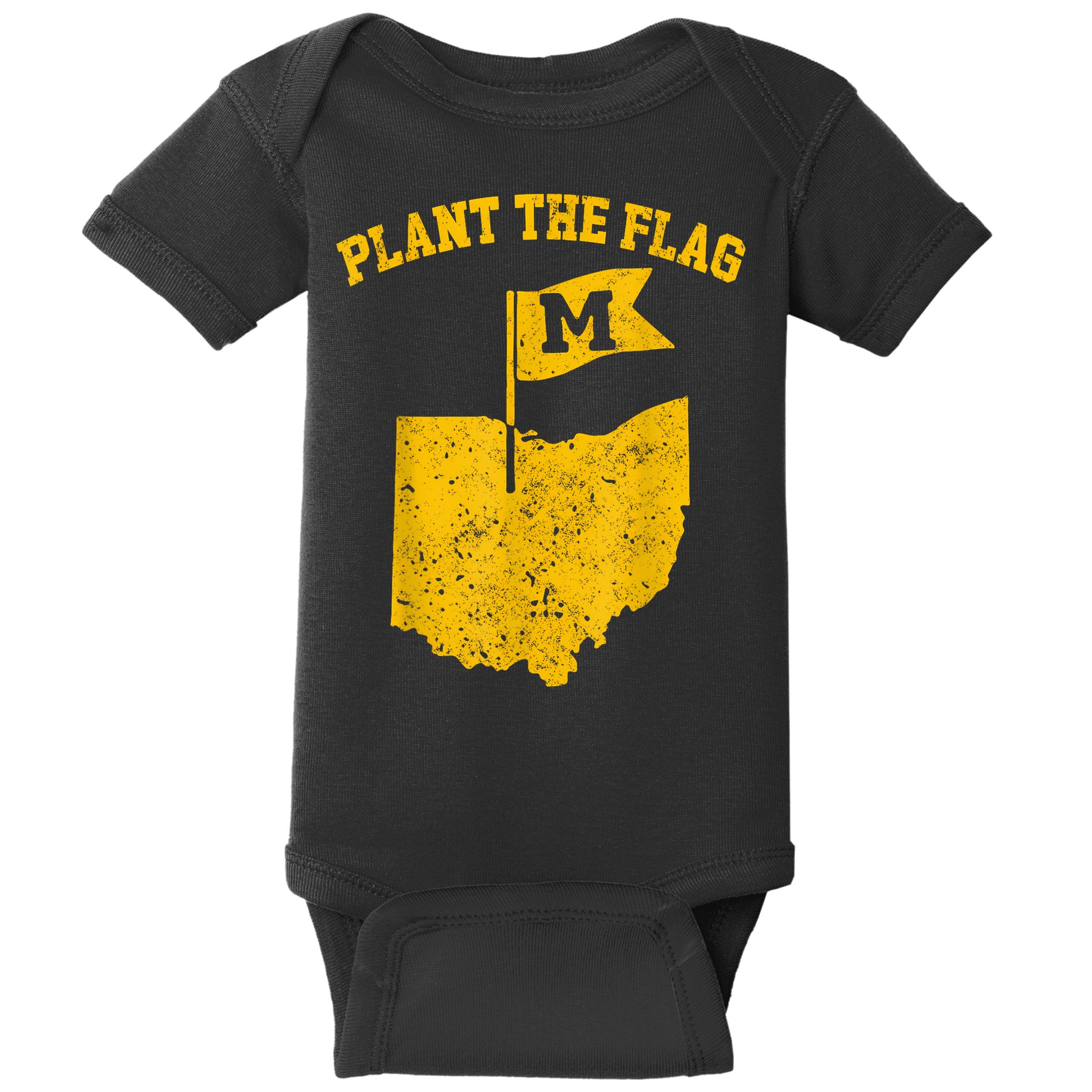 Michigan Plant The Flag Yellow Michigan Map Baby Bodysuit