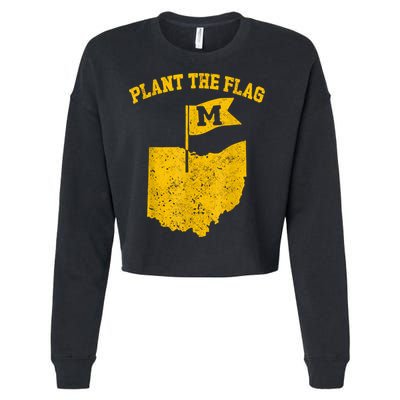 Michigan Plant The Flag Yellow Michigan Map Cropped Pullover Crew