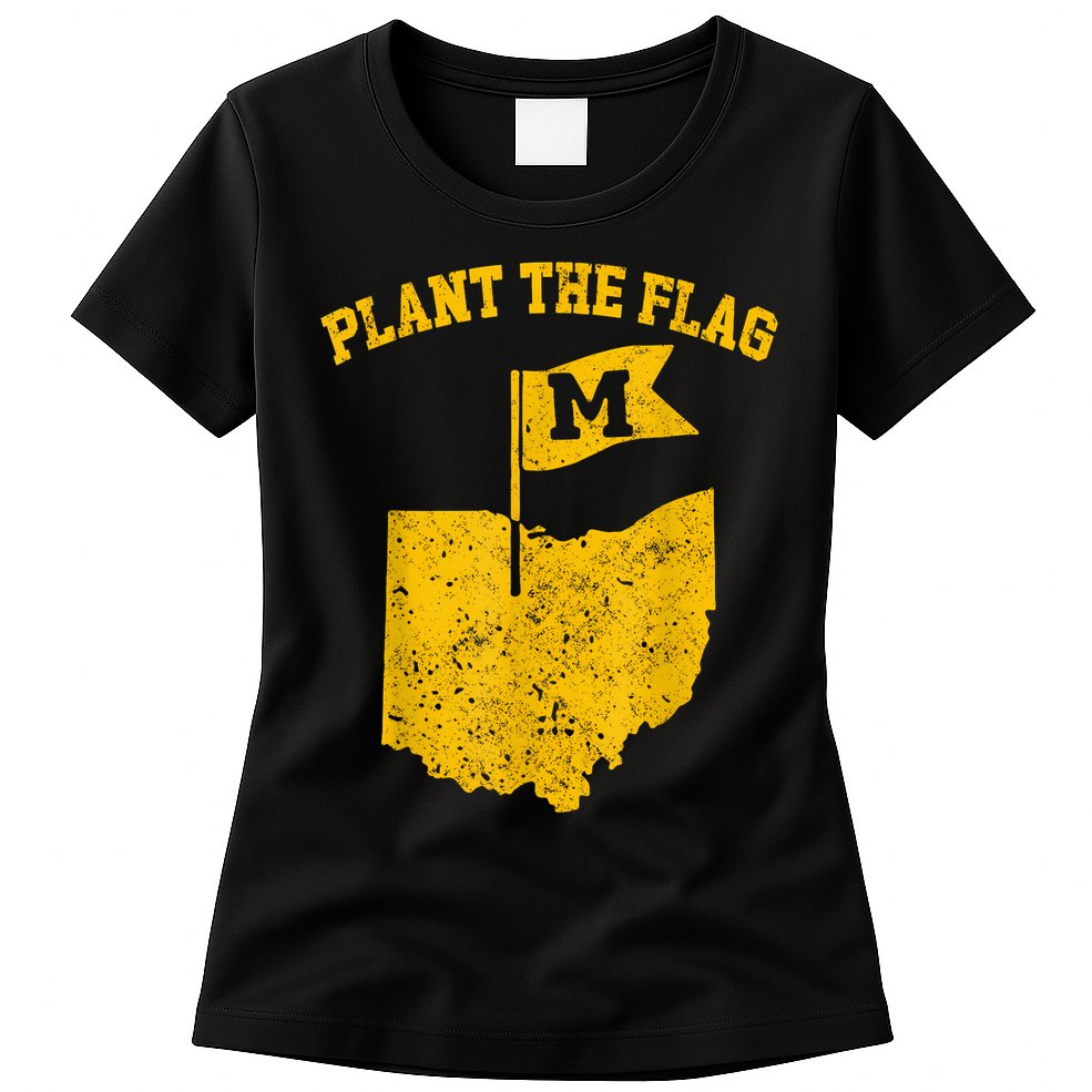 Michigan Plant The Flag Yellow Michigan Map Womens T-Shirt