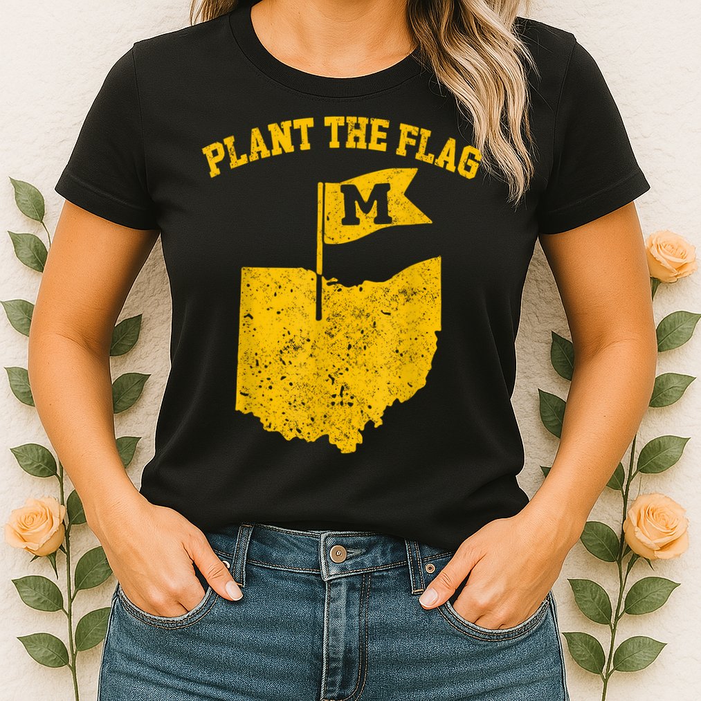 Michigan Plant The Flag Yellow Michigan Map Womens T-Shirt