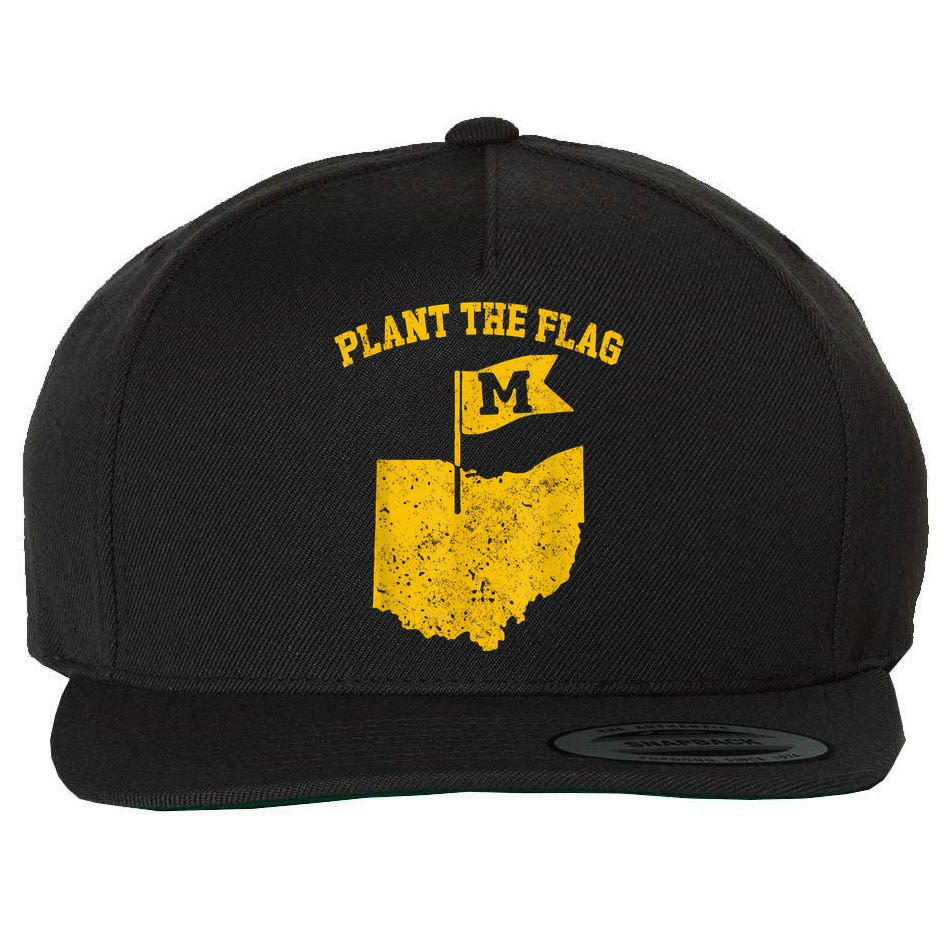Michigan Plant The Flag Yellow Michigan Map Wool Snapback Cap
