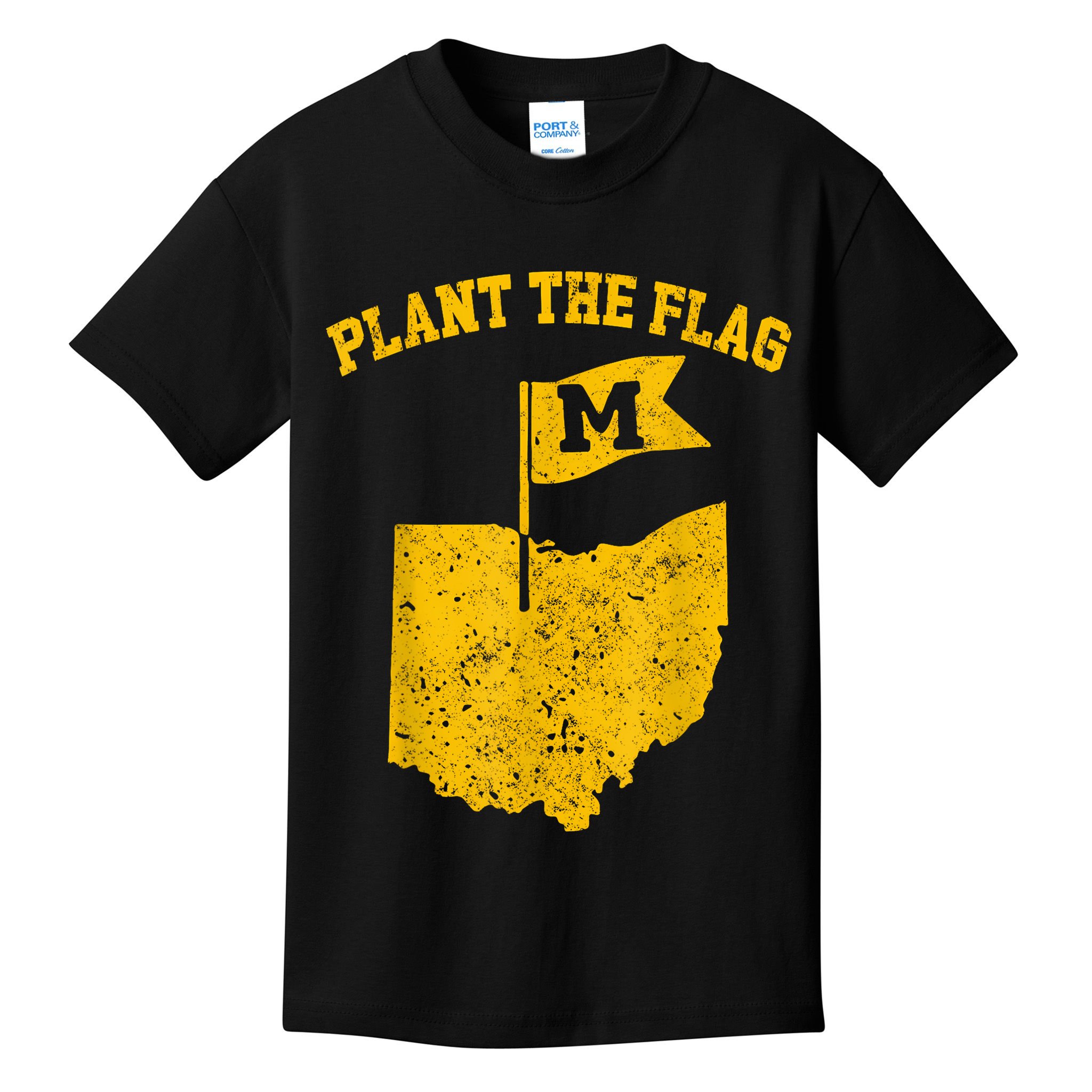 Michigan Plant The Flag Yellow Michigan Map Kids T-Shirt