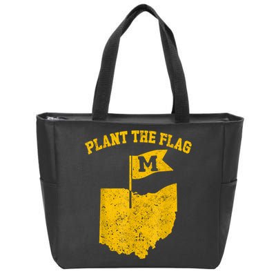Michigan Plant The Flag Yellow Michigan Map Zip Tote Bag