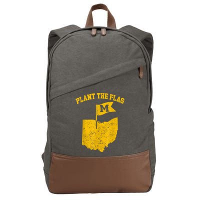 Michigan Plant The Flag Yellow Michigan Map Cotton Canvas Backpack