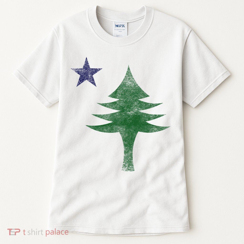 Maine Pine Tree Flag Big Style – Modern 1901 State Flag Tall T-Shirt