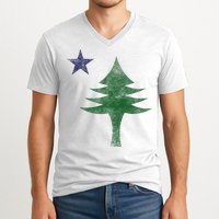 Maine Pine Tree Flag Big Style – Modern 1901 State Flag V-Neck T-Shirt