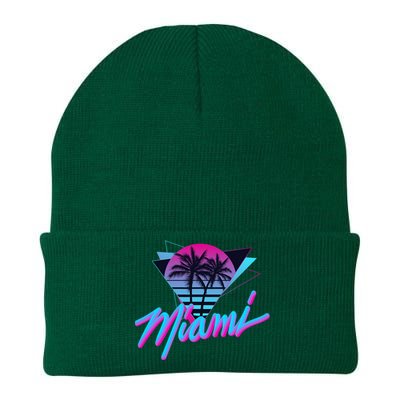 Miami Palm Trees Vaperwave Synthwave 80s Style Retro Knit Cap Winter Beanie