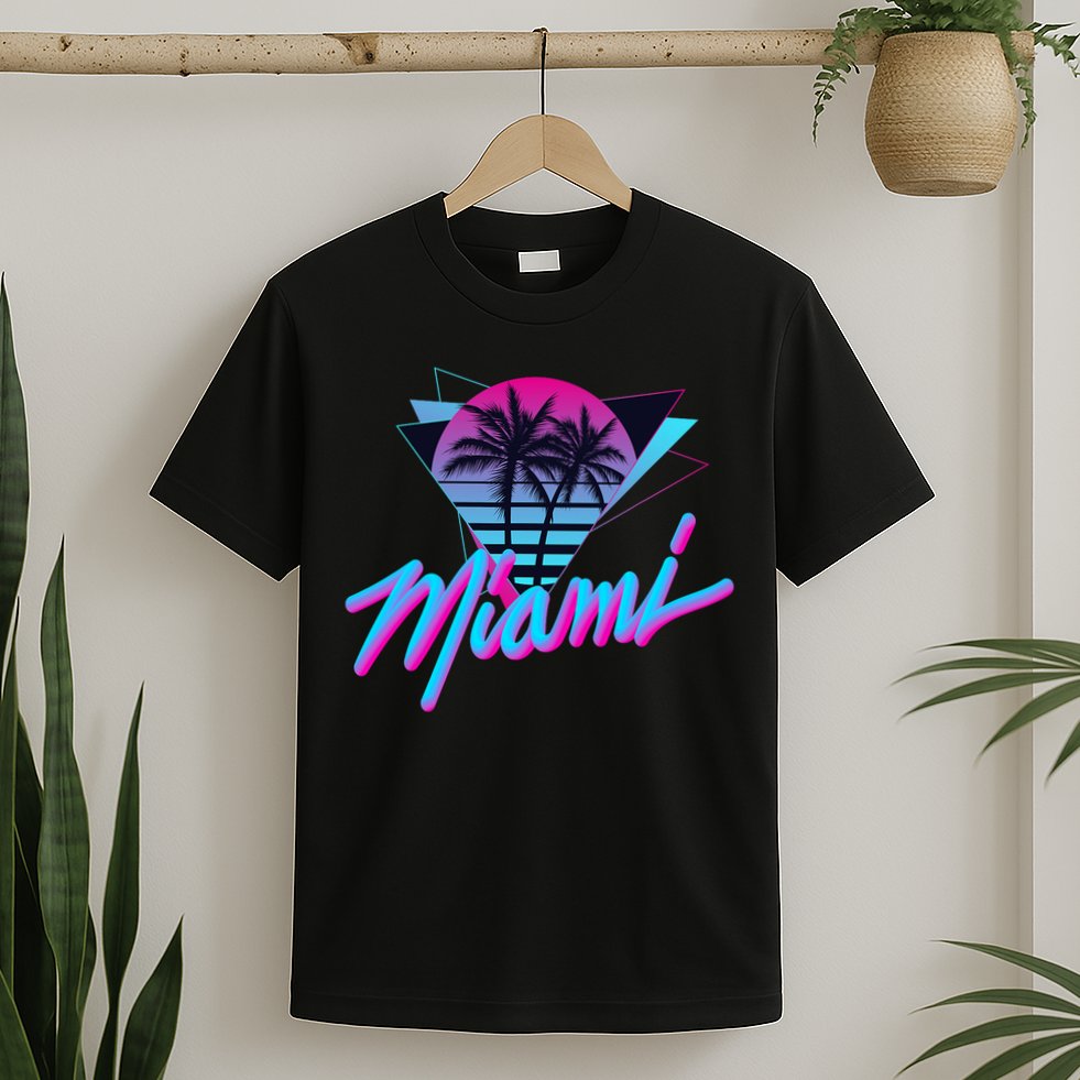 Miami Palm Trees Vaperwave Synthwave 80s Style Retro T-Shirt