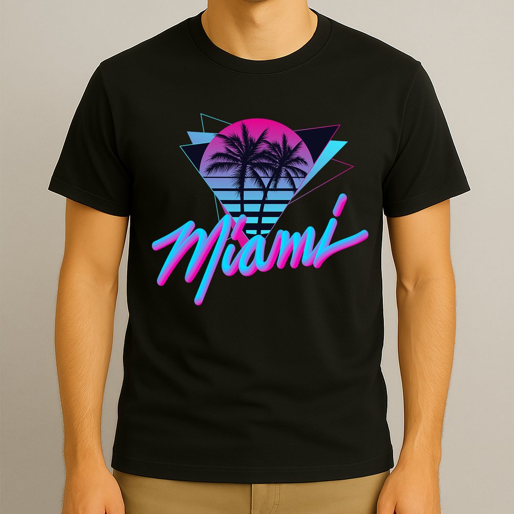 Miami Palm Trees Vaperwave Synthwave 80s Style Retro T-Shirt