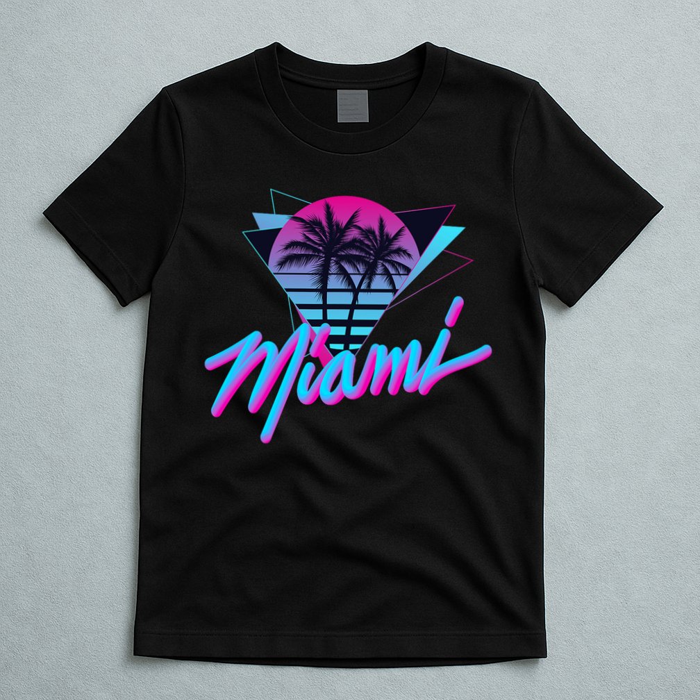 Miami Palm Trees Vaperwave Synthwave 80s Style Retro T-Shirt