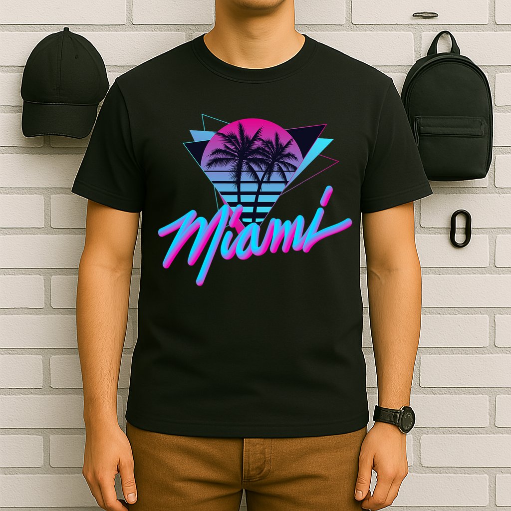 Miami Palm Trees Vaperwave Synthwave 80s Style Retro T-Shirt