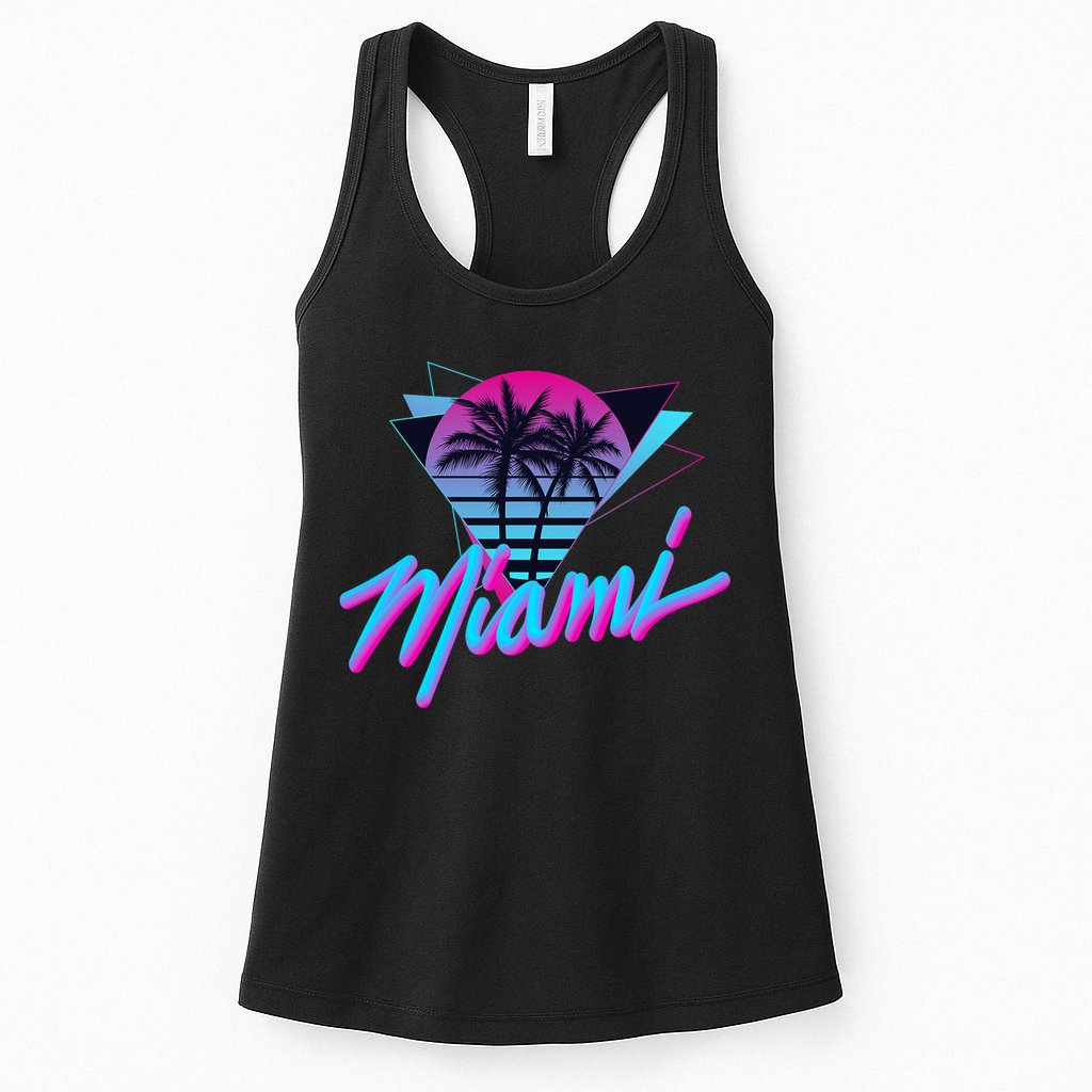 Miami Palm Trees Vaperwave Synthwave 80s Style Retro Womens Tank Top