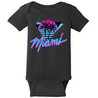 Miami Palm Trees Vaperwave Synthwave 80s Style Retro Baby Bodysuit